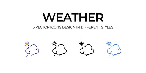 Fototapeta na wymiar weather Icon Design in Five style with Editable Stroke. Line, Solid, Flat Line, Duo Tone Color, and Color Gradient Line. Suitable for Web Page, Mobile App, UI, UX and GUI design.