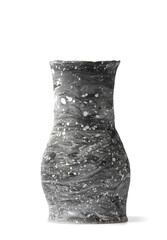 Handmade clay vase on white isolated
