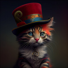 The Cat in Realistic hat Colorful