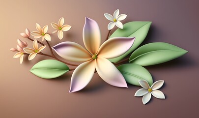  a bunch of flowers with leaves on a brown background with a pink and white background and a light brown background with a light pink background.  generative ai