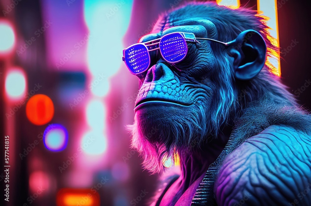 Poster chimpanzee cyber hacker generative ai