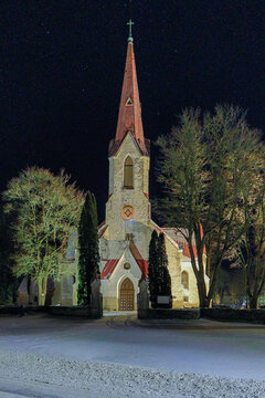 Church at night, in the village of Juuru in the middle of Estonia