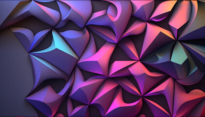 Glowing abstract pyramidal surface in blue and pink light. Newer, brighter color scheme. Generative AI - obrazy, fototapety, plakaty