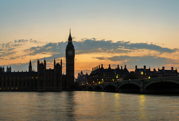 Naklejka premium Big Ben, Parliament, Westminster bridge in London