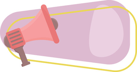 Megaphone with banner icon in cartoon style on a white background