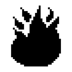 Fototapeta na wymiar Fire icon black-white vector pixel art icon 