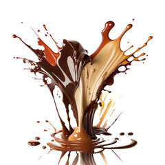 Cream chocolate splash. Chocolate twist. 3d illustration style. Generative AI.
