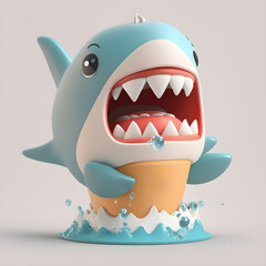 Cute shark character design generative ai