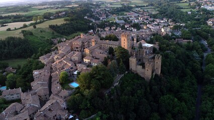 Fototapeta na wymiar Aerial view of Castell'Arquato village: Castell'Arquato, Piacenza, Italy