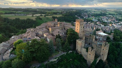 Fototapeta na wymiar Aerial view of Castell'Arquato village: Castell'Arquato, Piacenza, Italy