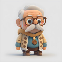 Fototapeta premium Cute grandfather character design generative ai