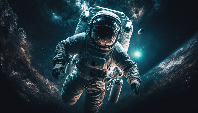 "Astronaut in Space" - an awe-inspiring and breathtaking wallpaper background featuring an image of an astronaut in space, experiencing weightlessness and the vast, otherworldly expanse of the univers