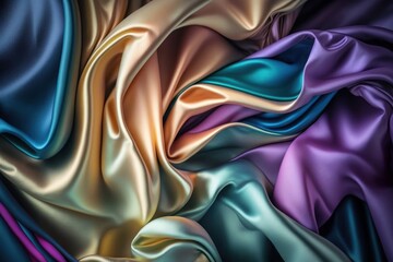 Fototapeta premium Colored silk surface with folds. Abstract background. Textile surface with waves and wrinkles