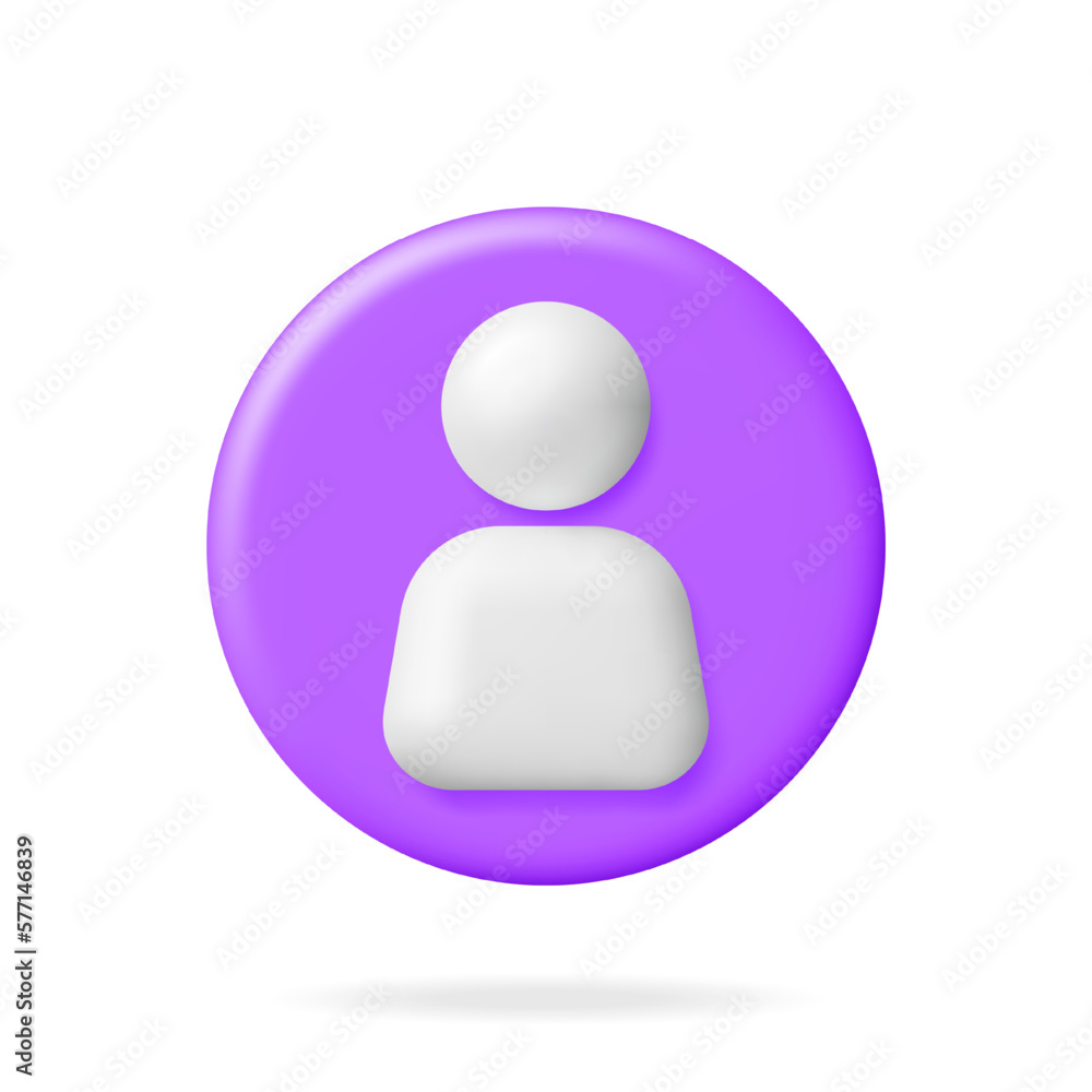 Poster 3d simple user icon isolated. render profile photo symbol ui. avatar sign. person or people gui elem