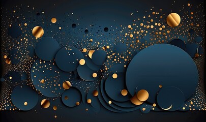  a blue and gold background with circles and dots on it, and a black background with gold circles and dots on it, and a black background with gold dots.  generative ai