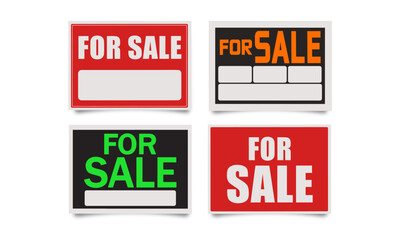 For Sale Signs on Transparent Background