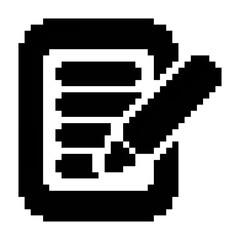 Notepad, business contract icon black-white vector pixel art icon	