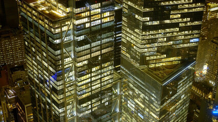 The modern office skycrapers of Downtown Manhattan at night - travel photography