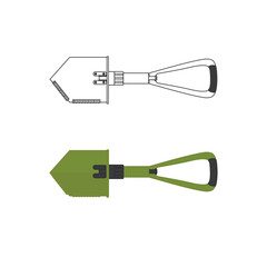 Sapper blade. Icon in cartoon and line style vector symbol stock
