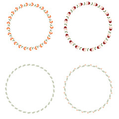 Simple frames with flowers. Petrikov painting. Vector. set of round frames for your design