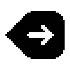 Direction right button joystick icon black-white vector pixel art icon	