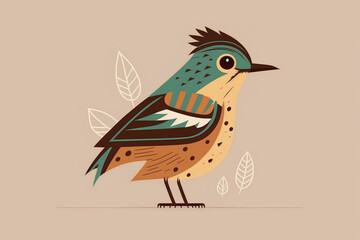 Obraz premium Flat minimal bird illustration tribal tattoo style made by generative ai