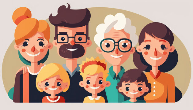 A group of a happy family enjoying time together. Generative AI