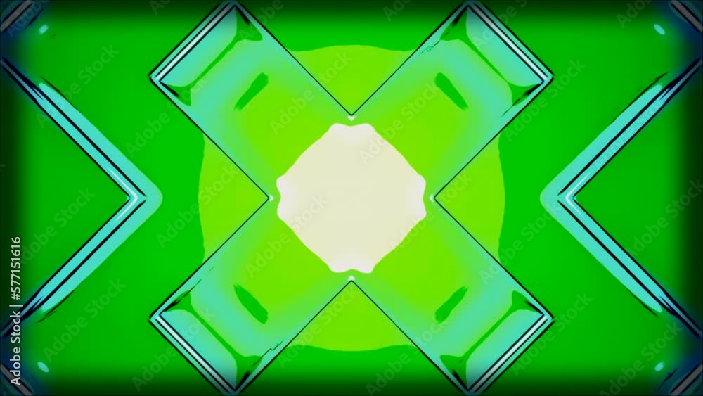 Poster animation with moving abstract figure pattern and cross. design. kaleidoscopic colorful pattern with