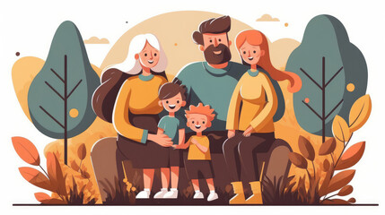 Fototapeta premium Portrait of the family having fun and creating memories. Generative AI