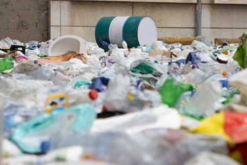 Landfill full of plastic garbage and other waste