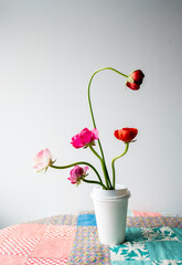 Flowers in coffee cup background