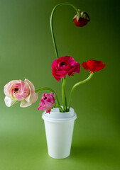 Flowers in coffee cup background