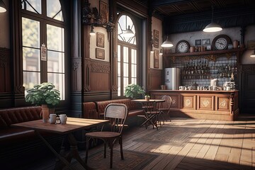 Fototapeta premium Old Style Coffee Shop / Coffee House / Cafe 2. Generative AI