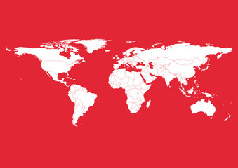 Vector world map - with Alizarin Crimson color borders on background in Alizarin Crimson color. Download now in eps format vector or jpg image.