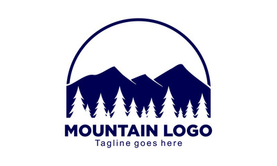 Mountains and spruce forest logo design