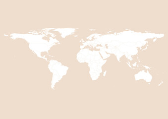 Vector world map - with Almond color borders on background in Almond color. Download now in eps format vector or jpg image.