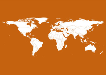Vector world map - with Alloy Orange color borders on background in Alloy Orange color. Download now in eps format vector or jpg image.
