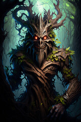 Fototapeta premium Treant monster, dark fantasy. Generative AI