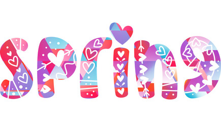 Hello Spring lettering phrase on blank background. Modern calligraphy inspirational quote. Vector illustration. 