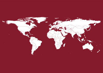 Fototapeta na wymiar Vector world map - with Antique Ruby color borders on background in Antique Ruby color. Download now in eps format vector or jpg image.