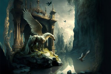 Fototapeta premium beautiful fantasy landscape with a dark atmosphere, special image