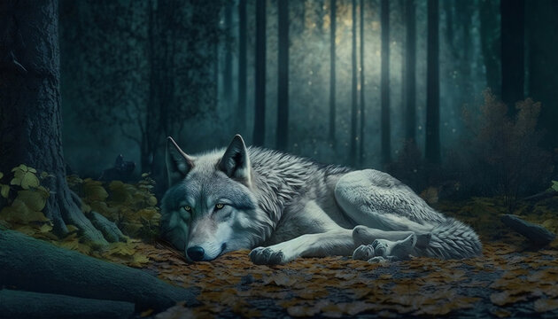 wolf in the woods, Generative AI