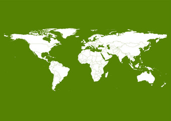 Vector world map - with Avocado color borders on background in Avocado color. Download now in eps format vector or jpg image.