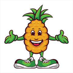 Modern style pineapple fruit logo mascot illustration