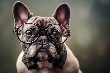 Fototapeta premium french bulldog with glasses portrait