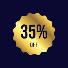 35% Gold Sticker Stamp Sign Discount Store Template