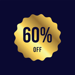 60% Gold Sticker Stamp Sign Discount Store Template