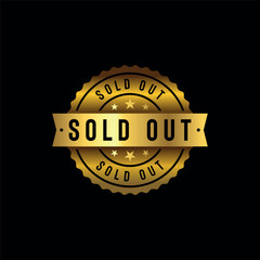 Sold Out Golden Stamp Seal Vector Template