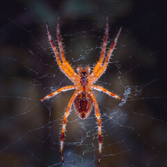 spider on the spider web waiting to hunt