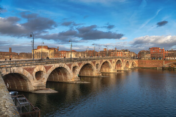 View of Pont Neuf (New Bridge) in Toulouse, France